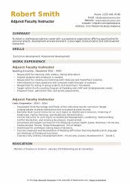 adjunct faculty instructor resume