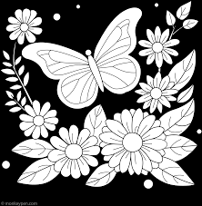Simple Butterfly In A Flower Garden Coloring Page