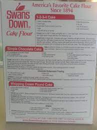 Recipes From Cake Flour Boxes There Is A Photo Of A Swansdown Box With A Recipe Called S Swans Down Cake Flour Recipe Cake Flour Recipe Swans Down Cake Flour