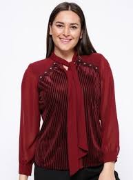 Kadife Detayli Sifon Bluz Bordo Kifayet Bluz Sifon Bluzlar Giyim