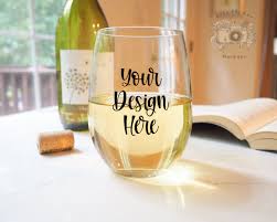 Stemless Wine Glass Mockup Wine Glass Mock Up With Bottle And Etsy In 2020 Stemless Wine Glass Wine Glass Glassware Set