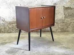 Beautiful mahogany wood grain with original brass pulls. Mid Century Vintage 1950 S Record Cabinet Vinterior