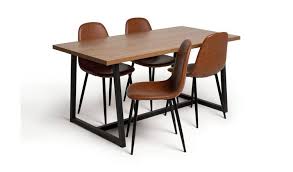 Argos home fitz clear glass dining table & 4 black chairs. Buy Habitat Nomad Wood Dining Table 4 Beni Tan Chairs Dining Table And Chair Sets Argos