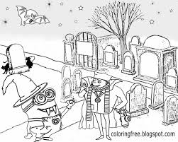 Happy halloween minions and pumpkin coloring page related posts: Graveyard Coloring Pages Coloring Home