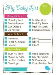 Printable Weekly Chore Chart Kids Daily List And Chore