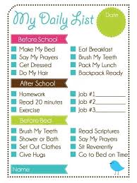 printable weekly chore chart kids daily list and chore