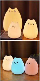Colorful Cat Night Light Silicone Nursery Lamp Baby Kid Bedside Light Animal Lamp Breathing Color Light Gift Fo Night Light Kids Animal Lamp Animal Night Light