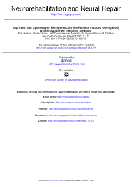 PDF) Improved Gait Symmetry in Hemiparetic Stroke Patients Induced During  Body Weight-Supported Treadmill Stepping