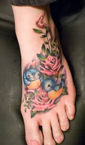 Blue Bird And Rose Tattoo Sweet Bluebirds Tattoos Rose Tattoo Foot Foot Tattoos