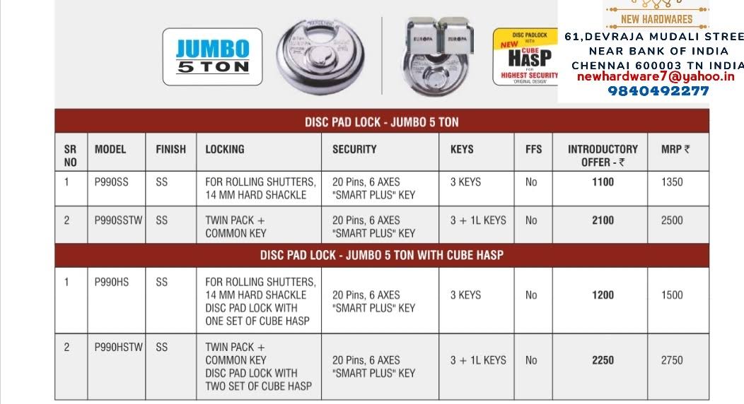 EUROPA jumbo disc lock product image
