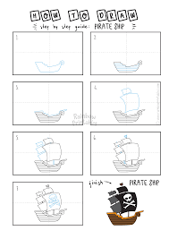 How to draw a pirate easy. How To Draw A Pirate Ship Rainbow Printables