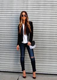 How To Wear A Blazer With Jeans And Heels Simple Look Casual Evening Wear Heels Outfits Winter Outfits