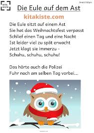 Die Eule Auf Dem Ast Gedicht Kindergarten Gedicht Weihnachten Eule Lustige Gedichte
