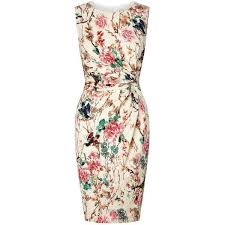 Uttam Boutique Japanese Garden Twist Knot Jersey Dress 51 810 Clp Liked On Polyvore Floral Print Party Dress White Floral Print Dress Floral Cocktail Dress