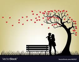 Dating Couple Silhouette Under Love Tree In Colourfull Download A Free Preview Or High Quality Adobe Il Couple Silhouette Romantic Couple Images Love Painting