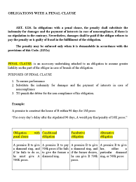 … these are generally legal obligations. What Is Obligation With Penal Clause