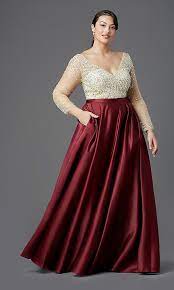Long-sleeve Plus-size Floor Length Prom Dress Prom Dresses With Sleeves Plus Size Prom Dresses Evening Dresses Plus Size