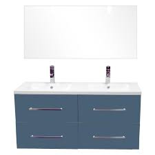 Ensemble de meubles de salle de bain. Modulo Salle De Bain Complete Double Vasque L 120 Cm Ardoise Et Blanc Mat Cdiscount Maison