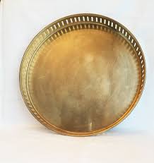 Vintage Brass Tray Large Round Brass Tray Punched Edge Round Brass Serving Tray Decorative Solid Brass Tray Urban Brass Serving Tray By Glyndasvintageshop On Et