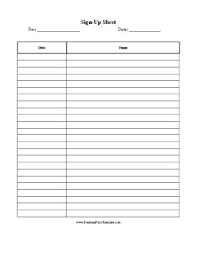 Sign in sheet template is equipped with a basic format that can be utilized for different sign in sheets. Sign Up Sheet Template Sign Up Sheets Sign In Sheet Printable Signs