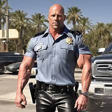 Strong police officer with musculation