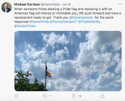 The flag of the united states of america! Gay Pride Flag Removed From Pear Tree Point Beach Pole Police Have Description Of Suspect Darienitedarienite