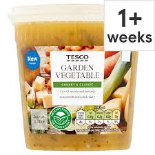 This ready to eat soup is crafted with big pieces of chicken meat with no antibiotics, chunks of quality vegetables and enriched egg noodles. Tesco Vegetable Soup 600g Tesco Groceries