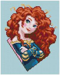 Pdf Cross Stitch Pattern 0003 Princess Merida Brave Instant Download Cœur De Point De Croix Point De Croix Patchwork Disney