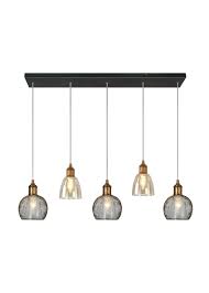 Leon 5 Bulb Diner Pendant Light H50 92cm X W26 100cm Bronze Pendant Light Light Bulb