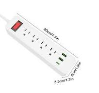 White Multi Plug Power Strip With 78.7In Extension Cord Multiple Usb  Outlets Child Safety Protection Door For Office Dorm Room Home Use Surge ...