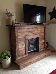 Pallet Wood Faux Fireplace For Electric Fireplace Pallet Fireplace Diy Pallet Furniture Wood Pallet Projects