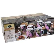 2 vintage 6 oz mugs with orange poppies made in korea coffee cups stoneware. Mossy Oak Set Of 6 Break Up Infinity Pink Stoneware Mugs Coffee Mug Walmart Com Walmart Com