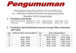 Untuk jam pelayanan kantor pajak selama bulan ramadhan 2019 mengalami penyesuaian sebagai berikut. Fakultaspertanianub On Twitter Pengumuman Ii Jadwal Jam Kerja Dan Perubahan Jam Perkuliahan Selama Bulan Ramadhan Bemfpub Himadata Ub Himapta Oyiker Hmit Fpub Permaseta Https T Co Gs1m9ofea9
