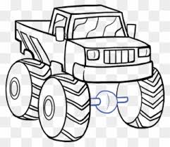 Draw two wheels with hubcaps. Volkswagen Drawing Monster Truck Draw Monster Truck Clipart 762299 Pinclipart