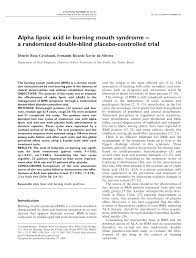 Pdf Alpha Lipoic Acid In Burning Mouth Syndrome A Randomized Double Blind Placebo Controlled Trial