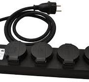 Multi-way extension cord with switch, outside, black, 16A ...