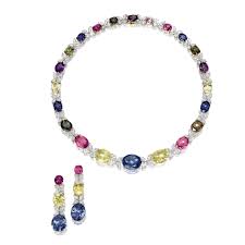 Multi Coloured Sapphire And Diamond Necklace And Pair Of Matching Pendent Earrings Lot Sotheby S Diamond Necklace Designs Emerald Jewelry Jewelry