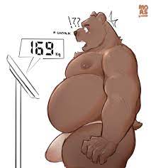 2022 anthro belly big belly big bulge brown body bulge clothing  exclamation point hi res humanoid hands male mammal moobs mors k mostly  nude nipples overweight overweight anthro overweight