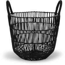 These beautiful handcrafted baskets are made of natural fibers and grass in uganda. House Home Round Rattan Basket Black Big W