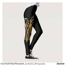 Cool Gold Tribal Phoenix Bird On Black Yoga Pants Zazzle Com Black Yoga Pants Black Yoga Colorful Workout Outfits