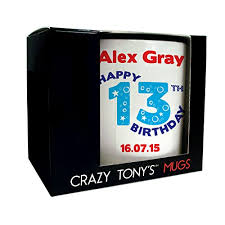 I have compiled a list of totally unique and really fun long distance birthday ideas to put a smile on anyone's face. Personalised 13th Birthday Mug Crazy Tony S 13th Birthday Gift Gifts For Him Birthday Present Ideas Buy Online In Mongolia At Mongolia Desertcart Com Productid 74134528