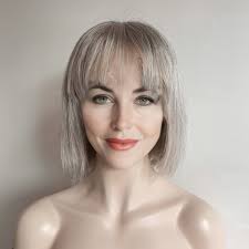 Women Gray Human Hair Wig Salt And Pepper Lace Front Wig
