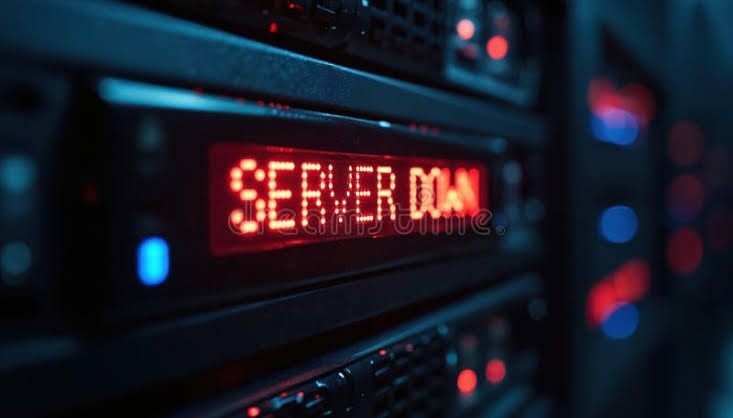 A digital graphic showing a glowing server rack being disconnected by a digital strike.