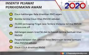 Pemberian bayaran khas 2017 dan bayaran khas aidilfitri 2018 adalah sebahagian daripada manfaat diberikan untuk kakitangan awam dalam bajet 2018. Belanjawan 2020 Bantuan Khas Rm500 Bagi Kakitangan Awam Free Malaysia Today Fmt