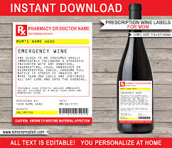 Printable fake prescription labels that are sassy. Mom Prescription Wine Labels Template Printable Emergency Wine Label