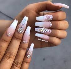 Whits Ombre With Crystals Coffin Nails Diamond Nails Nails Design With Rhinestones Crystal Nails In search for some nail designs and ideas for your nails?