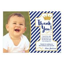 1st Birthday Thank You Gift Ideas Prince First Birthday Thank You Card Zazzle Com Birthday Thank You Cards Birthday Thank You Custom Thank You Cards