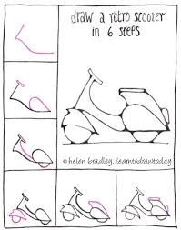 Draw A Retro Scooter In 6 Steps Sketch Book Easy Drawings Doodle Drawings