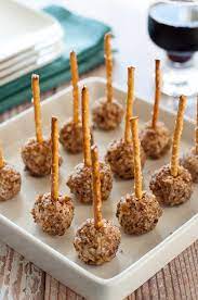 Mini Cheese Balls On A Stick Fun Finger Food Recipe Cheese Ball Mini Goats Cheese Appetizers