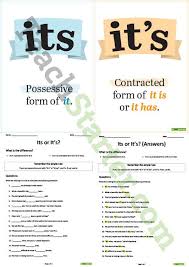Its Or It S Poster And Worksheet Teaching Resource Teach Starter Teaching Worksheets Grammar Worksheets